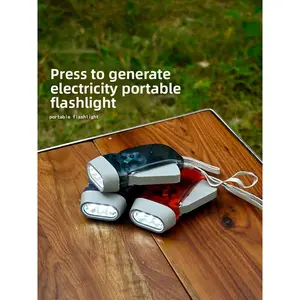 Outdoor hand-operated automatic power-generating emergency flashlight, ultra-bright and convenient mini LED 3-light manual flashlight