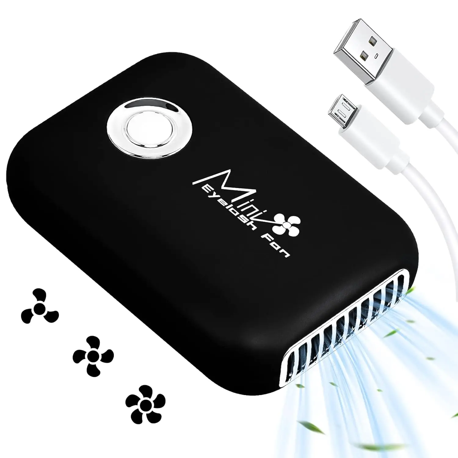 Handheld Portable Eyelash Fan Dryer - USB Rechargeable Mini Fan with Button, Adjustable Cord, for Lash Extensions & USB/Mobile Devices, Charging