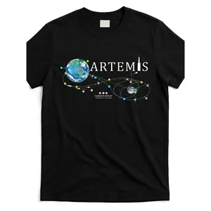 Artemis 1 SLS Rocket Launch to Moon Route Map Graphic T-Shirt - Black Space Exploration Design, 100% Cotton Comfort, Streetwear Style Unisex Tee for Men & Women, Machine Washable Rifle