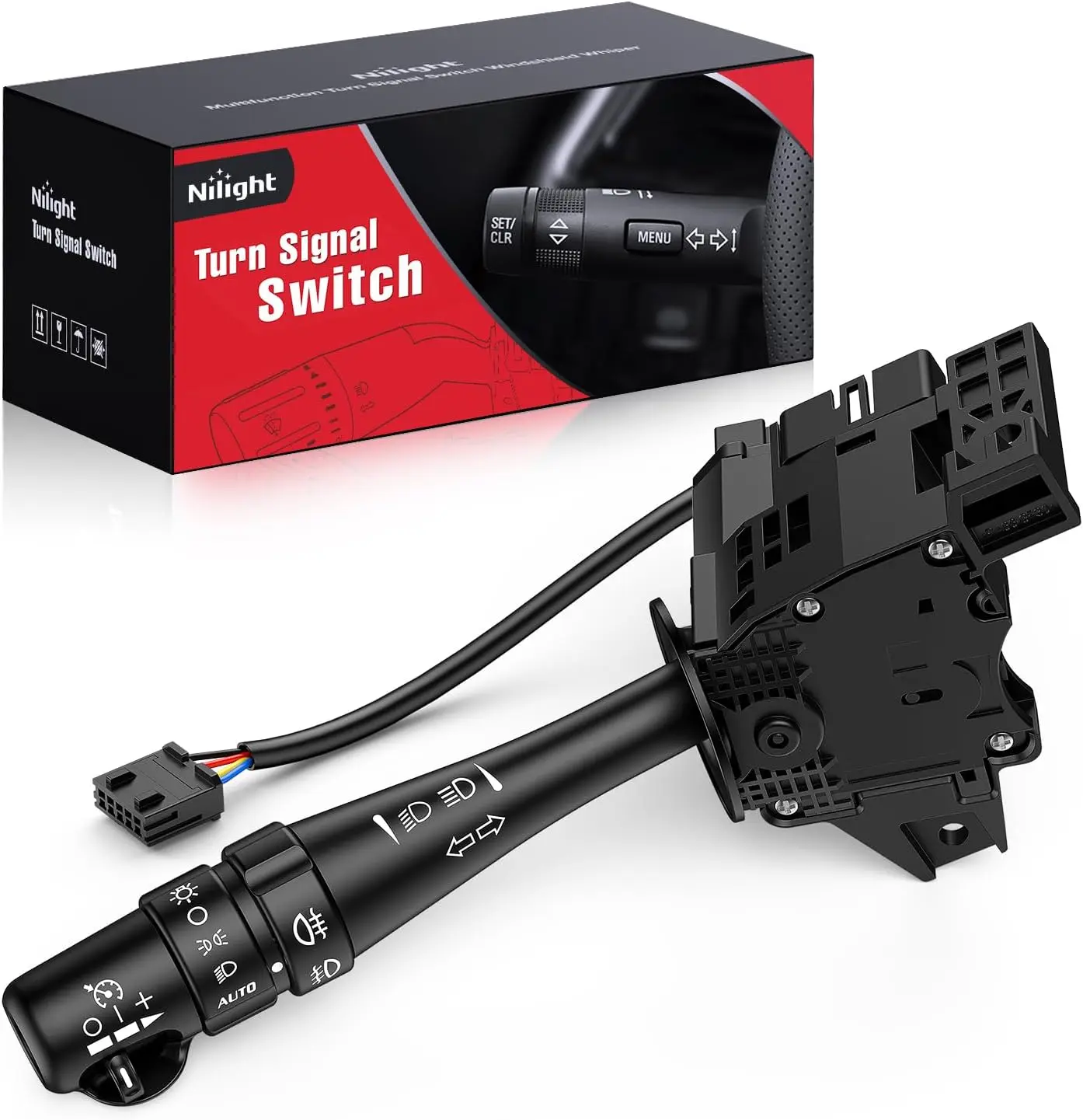 Nilight PP & ABS Turn Signal Windshield Wiper Combination Dimmer Lever Switch with Cruise Control, Easy to Install, Exactly OEM Design, Compatible with 2004-2007 Cadillac CTS & 2004-2006 Cadillac SRX (w/Fog Lights), Direct Install