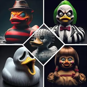 Vintage Cinema Horror Figurine Duck Car Accessory; Classic Horror Movie-Themed Duck Halloween Decoration
