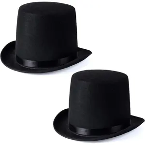 Funny Party Hats Black Top Hat - Victorian Hat for Men - Felt Tuxedo Costume Hat - Coachman Hat - Dress Up Hat