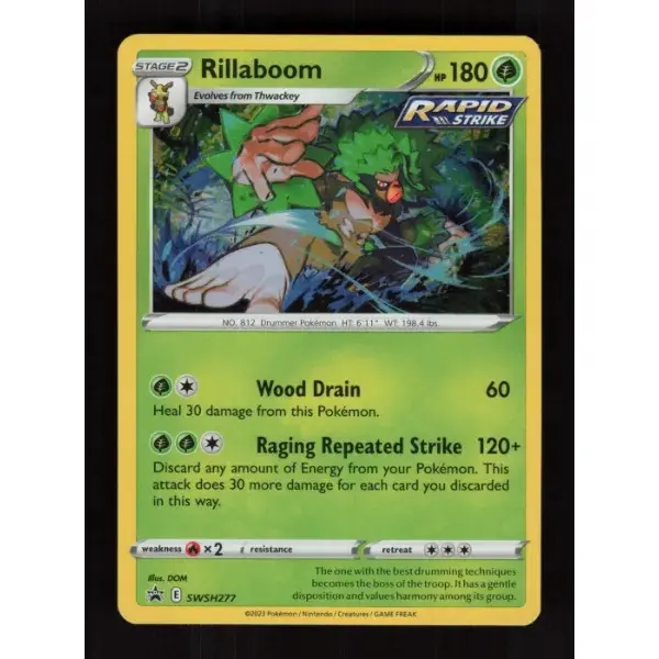 POKEMON TCG AUTHENITC RAW SINGLES: Rillaboom Sword & Shield Promo Promo SWSH277 NEAR MINT English