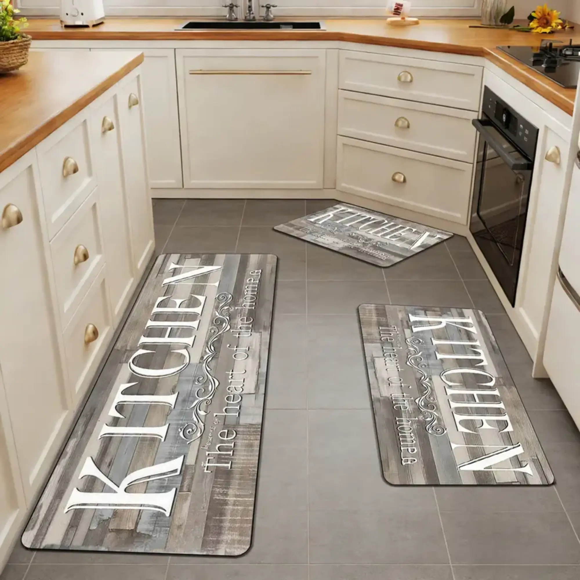 [SALE 50%] 3-Piece Kitchen Mat Set, Long Absorbent Kitchen Mat, Entrance Anti-Slip Mat, Washable Door Mat, Minimalist Home Decor, Waterproof And Oil-Resistant Kitchen Mat, Suitable For Kitchen, Entrance, Living Room, Bedroom, Hotel,