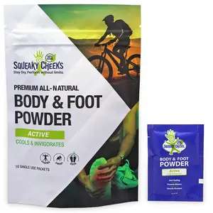 Active Blend 30 Gusset Pack- High-Performance, Talc-free, All-Natural Body & Foot Powder - Minty Cool Peppermint & Eucalyptus Scented