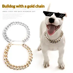 Pet Fashion Necklace, French Bulldog Small and Medium Dog Bully Gold Chain, Pet Necklace Accessories
