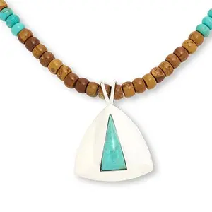 Mine Finds by Jay King Chilean Turquoise and Jarosite Pendant with Beaded Necklace