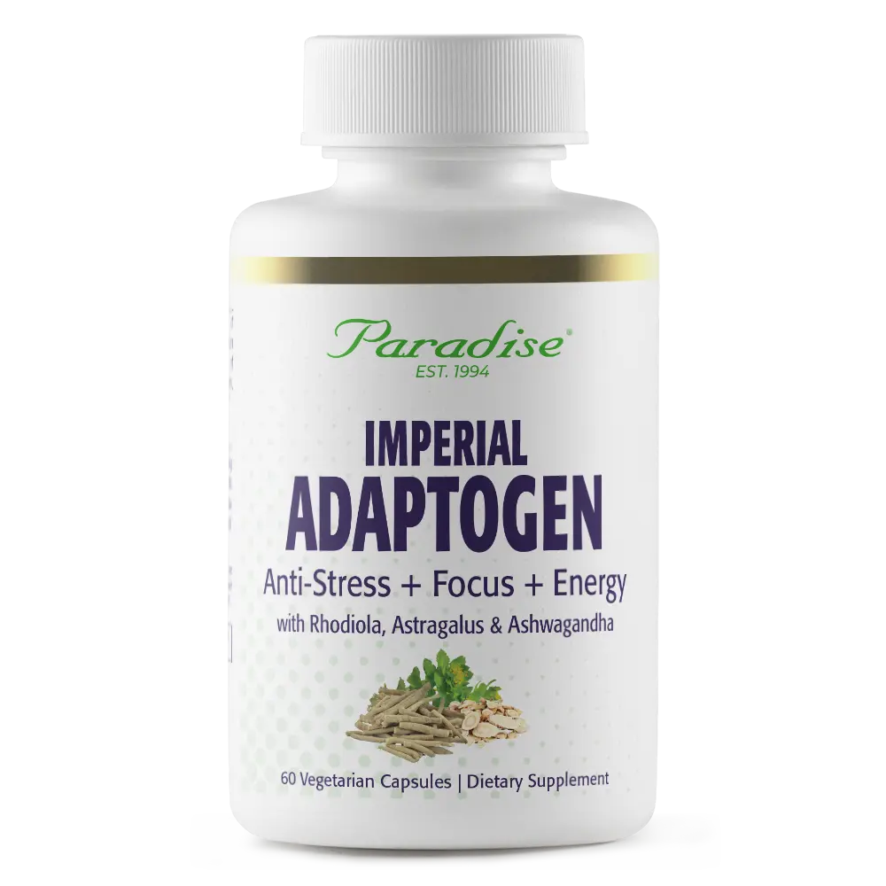 Paradise Herbs Imperial Adaptogen | Ashwagandha, Rhodiola, Holy Basil, Astragalus, Eleuthero, Ginseng, Reishi & Cordyceps | Daily Botanical Blend | 60 Vegetarian Capsules Dietary Supplement