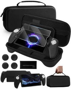 Carrying Case Accessories for  Portal Compatible with Ps Portal Accessories Bundle, Slim Case for Ps5 Portal with  Protective Cover, Screen Protector, 4 Thumb Grips for Travel - Black