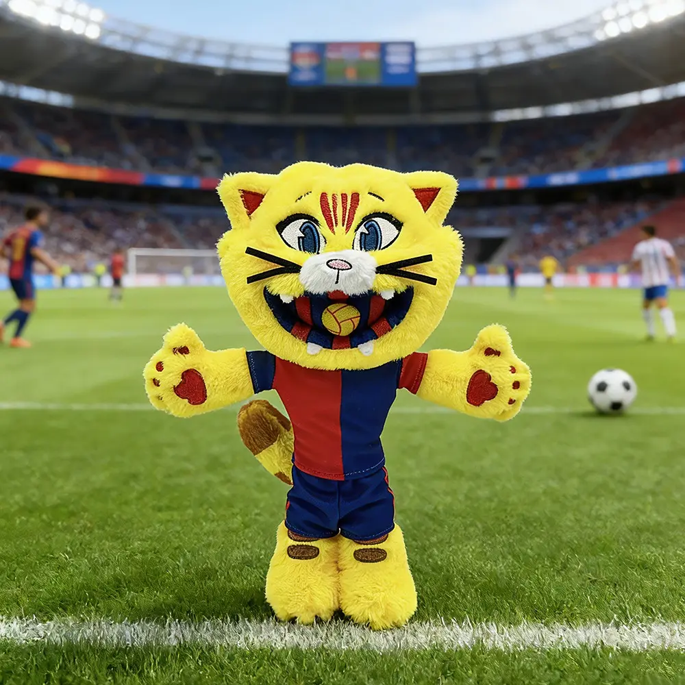 Cute Soccer Team Tiger Mascot Plush Doll, Soft Football Sports Character Stuffed Plushie Toy, Cartoon Animal Figure Home Sofa Desktop Shelf Decor Ornament, Collectible Gift for Football Fans