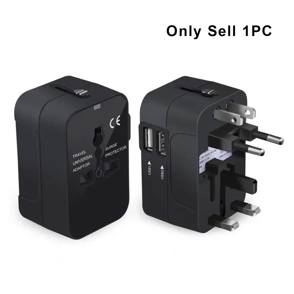 Universal Travel Adapter with USB & Type-C Ports, International Plug Adaptor, 1 Count All-in-One Wall Charger, USB Power Outlet, Worldwide Power Plug Converter for USA, EU, UK, AUS, and More Socket Adapters, USB Multi Plug, Gifts For Men&Women