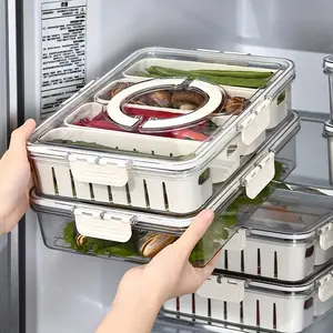 Portable Snack Tray with Handle, Vegan Serving Tray for Travel Parties, Organizer Box for Refrigerator, Durable Design