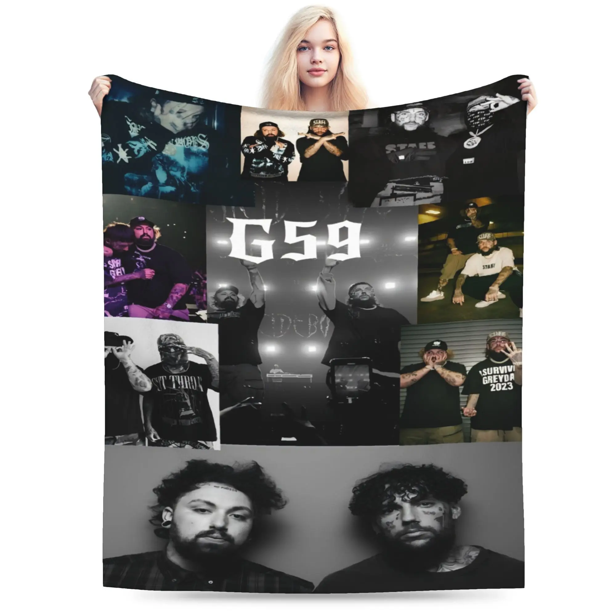 G59 collage pattern photo and real scene flannel blanket - warm and comfortable living room throw blanket, office blanket, sofa decoration, all-season travel blanket, multifunctional gift wrap - home decor accessory