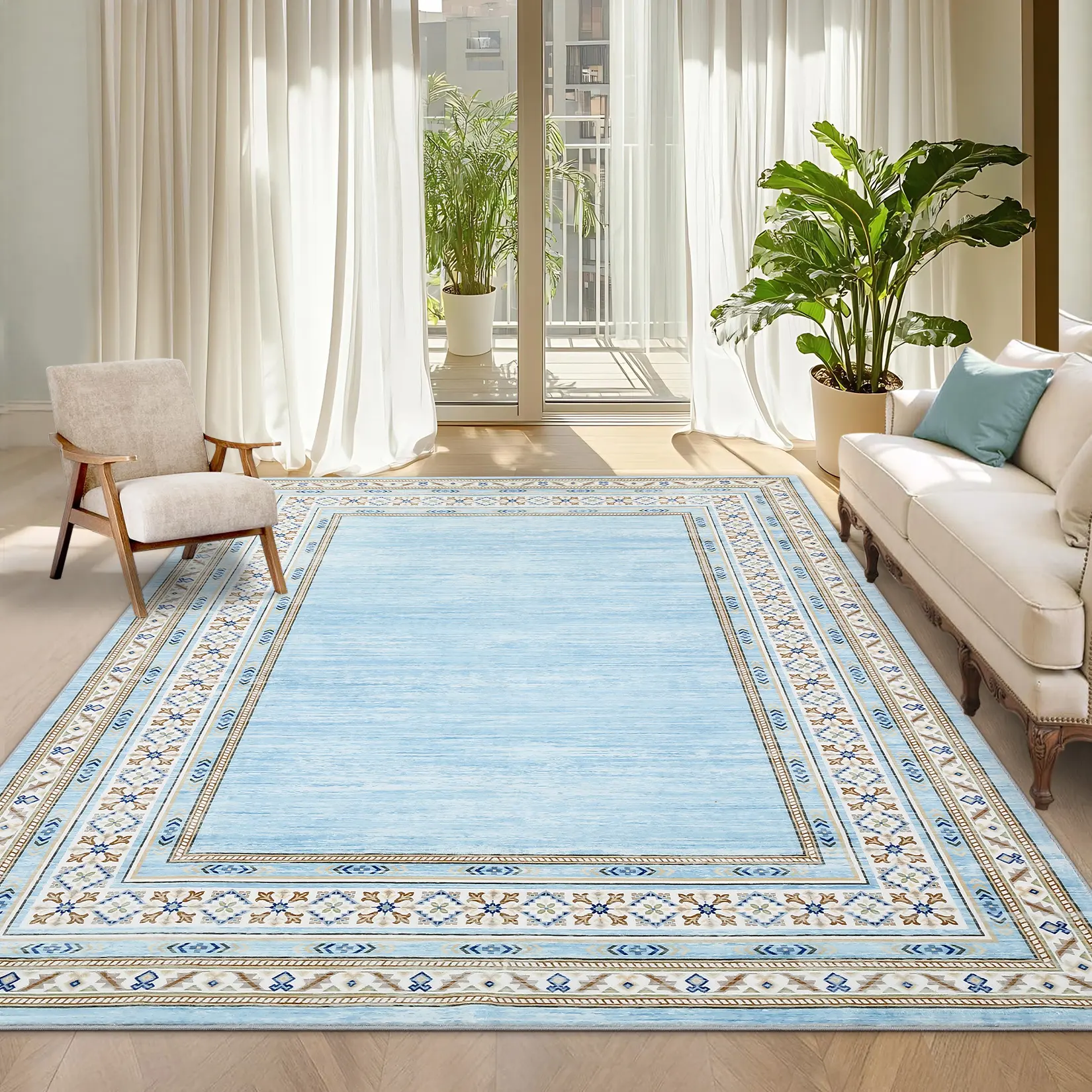 Modern Neutral-colored Washable Peacock Print Rug Soft Non-slip Foldable Interior Decorative Rug for Restaurants Offices Game Rooms and Laundry Rooms carpet