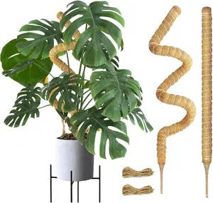Bendable Moss Pole for , 2 Pack 24 Inch Monstera  Support Stakes, Moss Poles for Climbing  with Jute Rope, Coco Coir Pole Indoor