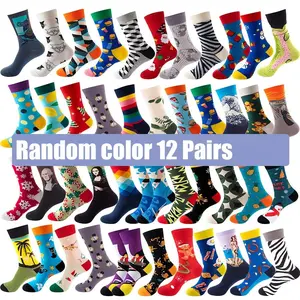 12 Pairs Fun & Colorful Novelty Socks for Women - Hip Hop Style with Cartoon Animals, Fruits & More - Breathable Polyester Blend, Machine Washable Fabric Womenswear