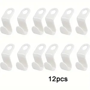 12pcs White Plastic Hooks Clothes Hanger Connector Hooks Cascading Hooks Bedroom Closets Space Saving Connection Hooks Clothes Organizers