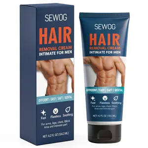 SEWOG Men’s Hair Removal Cream – Body Care, Masculine At-Home Cream-Based Nick/Cut-Free Hair Depilatories for Body & Intimate Areas, Gentle for Sensitive Skin, Smooth Skin in 8 Minutes, No Razor Bumps