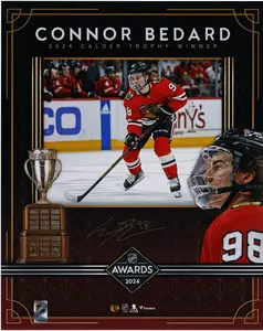 Connor Bedard Chicago Blackhawks Autographed 16" x 20" 2024 Calder Trophy Stylized Photograph - Fanatics Authentic Certified