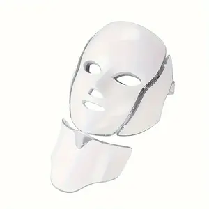LED Facial Skin Care Instrument 7 Color LED Light Facial Mask Adjustable Beauty Care Tool for Acne Clear Daily Use Valentine's Day Gift Perfect for Mother Acne Clear Daily Repairing White