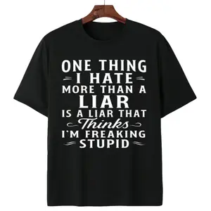 Casual Unisex Tee with Bold Calligraphy – 100% Cotton, 180g, ‘I Hate Liars’ Print