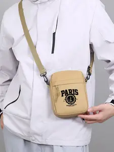 Paris Eiffel Tower Print Crossbody Bag, Unisex Retro American Shoulder Bag, Adjustable Strap Phone Bag, Daily Commute & Casual Travel