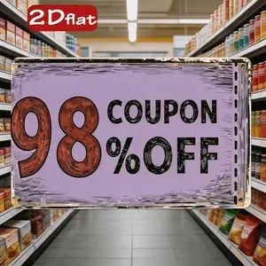 2D Flat Bohemian Iron Coupon Board Wall Mount Suitable for Holiday Events Heavy Duty Discount Sign with Square Plaque for Commercial Spaces Promotion and Voucher Redemption