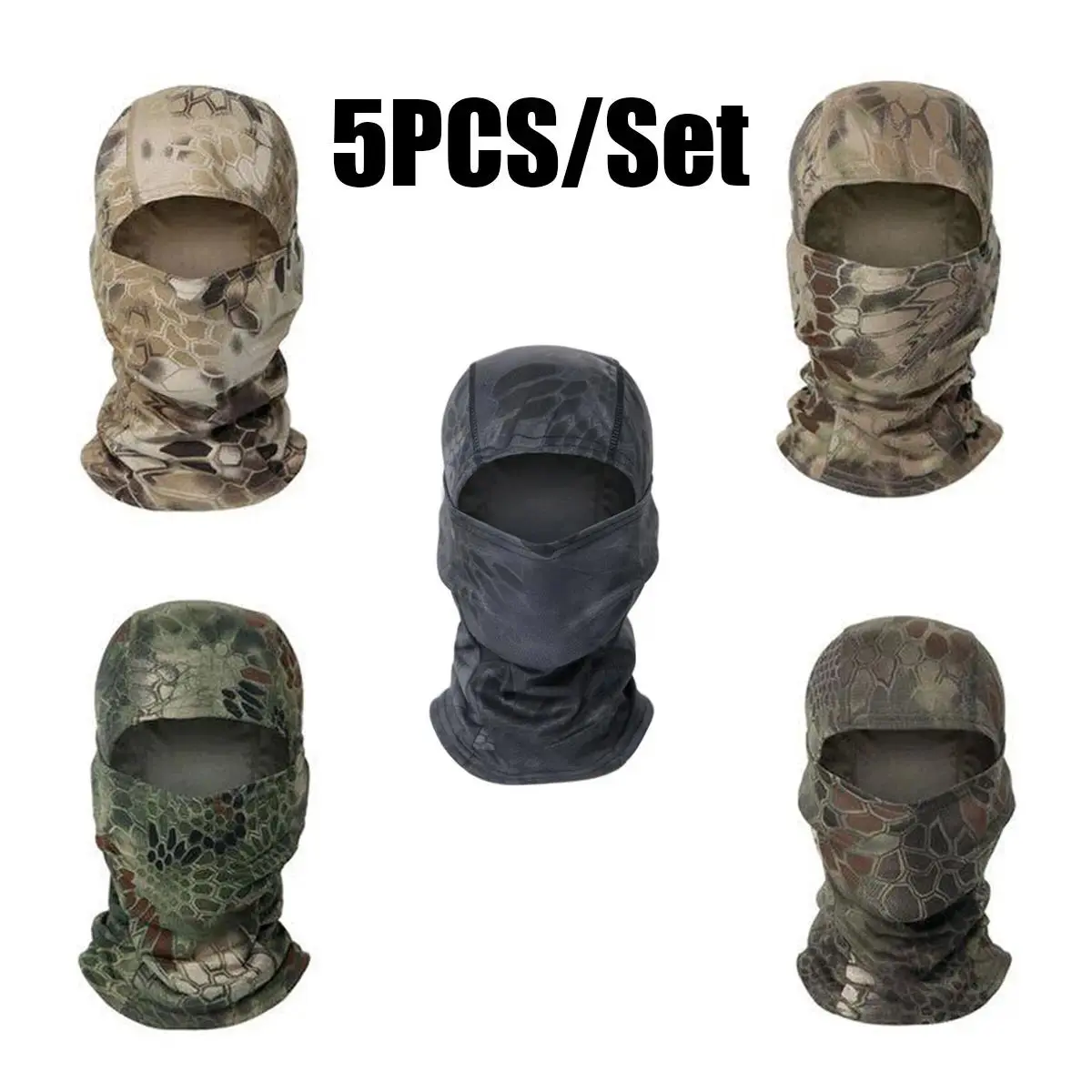 5PCS Camouflage Balaclava Face Mask, UV Protection Sun Hood, Motorcycle Helmet Liner, Tactical Gear for Men & Women, Ideal for Motorcycle Riding, Cycling tiktokshopspringglowup,summervibes outdoorfun,summerwins,father'sdaygifts,campingessentials,campingge