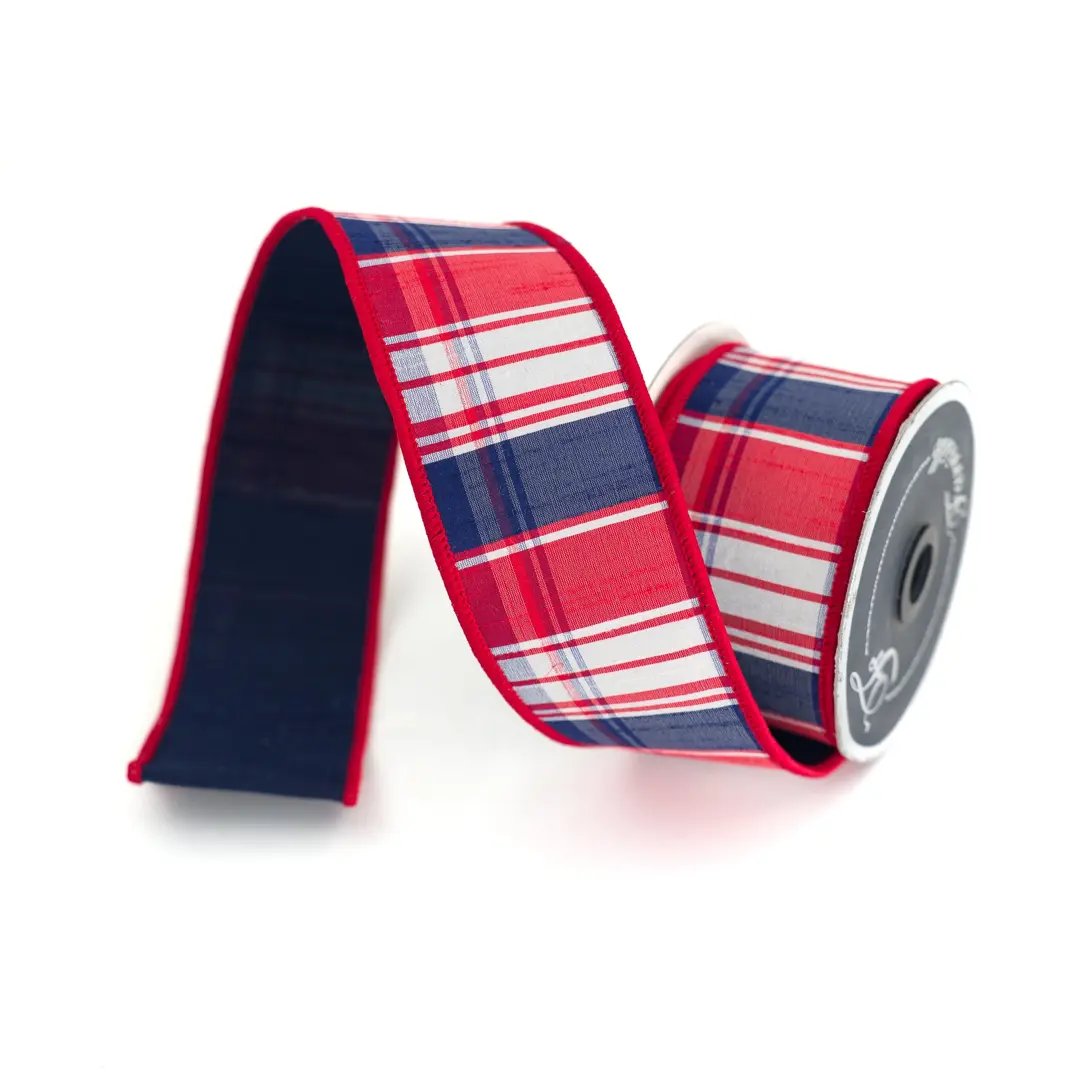 Patriotic Hampton Plaid Ribbon, 2.5" X 10YD