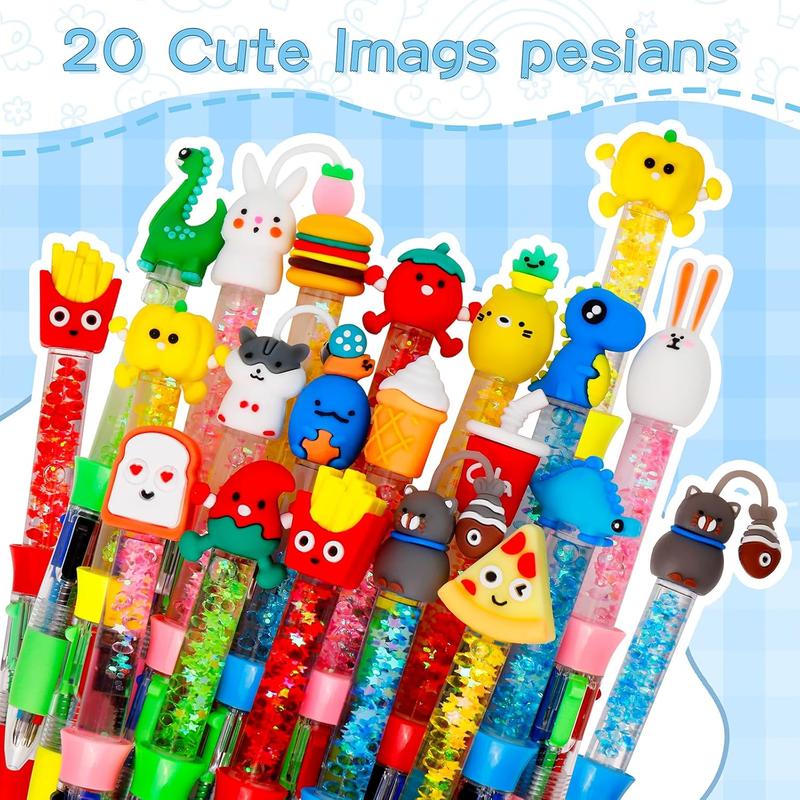 20Pcs Mini Multicolor Pens in One 4-in-1 Cute Pens Bulk for Kids, Fun Kawaii Ballpoint Pen for Birthdays and Children's Party Favors Gifts, Teacher School Supplies Thanksgiving Gift Student GIft