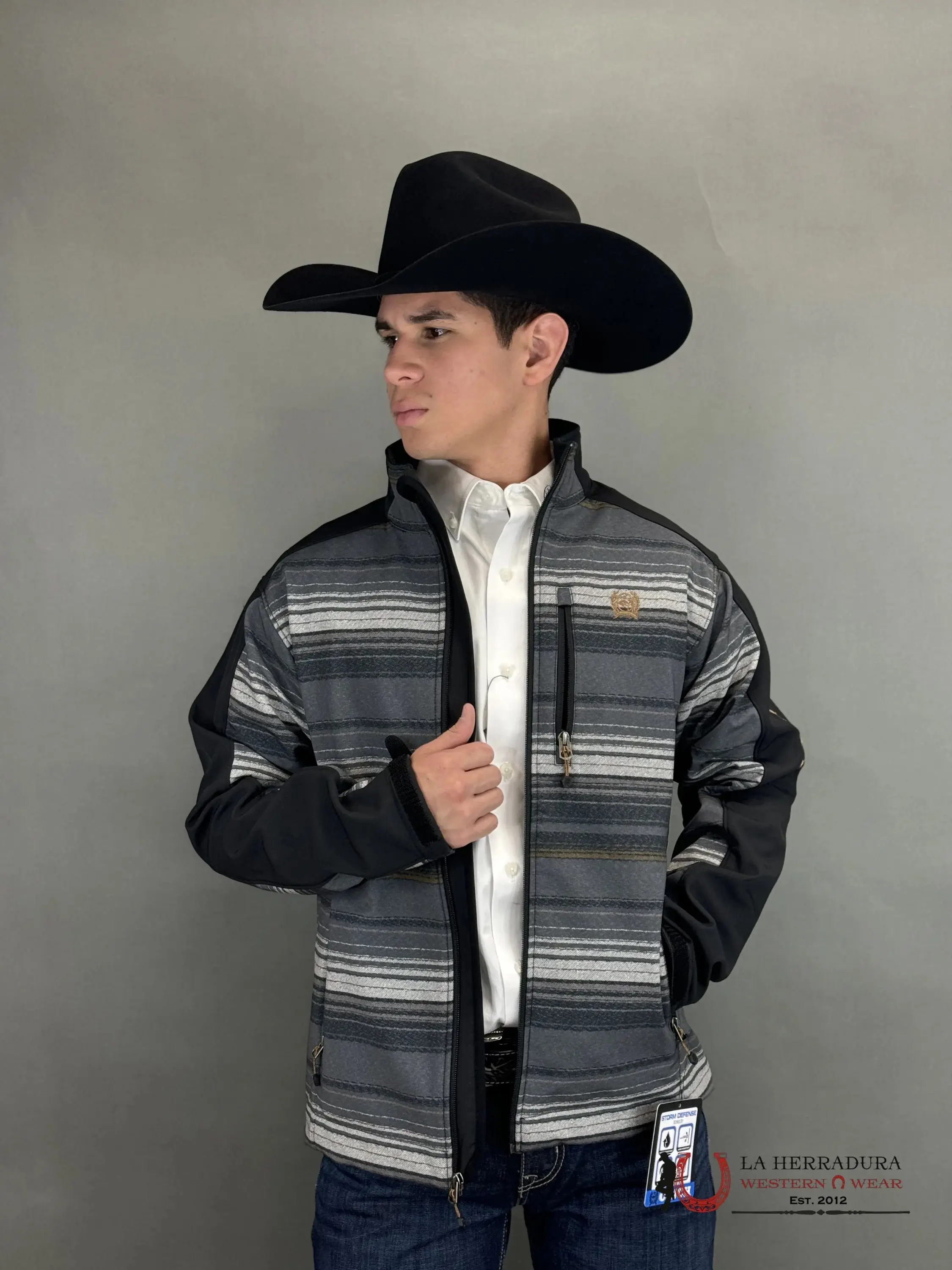 CINCH MENS SOUTHWESTERN BONDED JACKET BLACK/GREY RAYAS