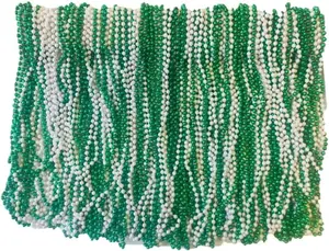 Mardi Gras Beads Red, White, Blue - 33 inch 7mm, 10 Dozen, 120 Pieces