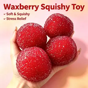 Fake Waxberry Smoothie Squish Ball Fidget Hobby Toy, Clear Transparent Jelly TPR Squeeze Toy, Satisfying ASMR Stress Relief Sensory Collectible, Unique Fruit Drink Shaped Plaything for Squish Hobby Fans of All Ages