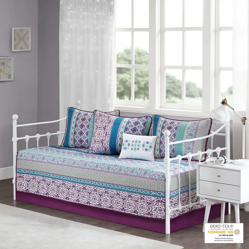 6 Piece Boho Reversible Daybed Set, Joni