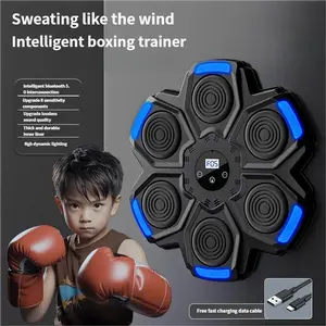 Smart Music Boxing Trainer Home Wall-Mounted Punching Wall Target Trainer Children's Music Boxing Machine with Voice Announcements Bluetooth Connectivity No Drilling Required Multi-Speed Settings Stereo Sound Effects