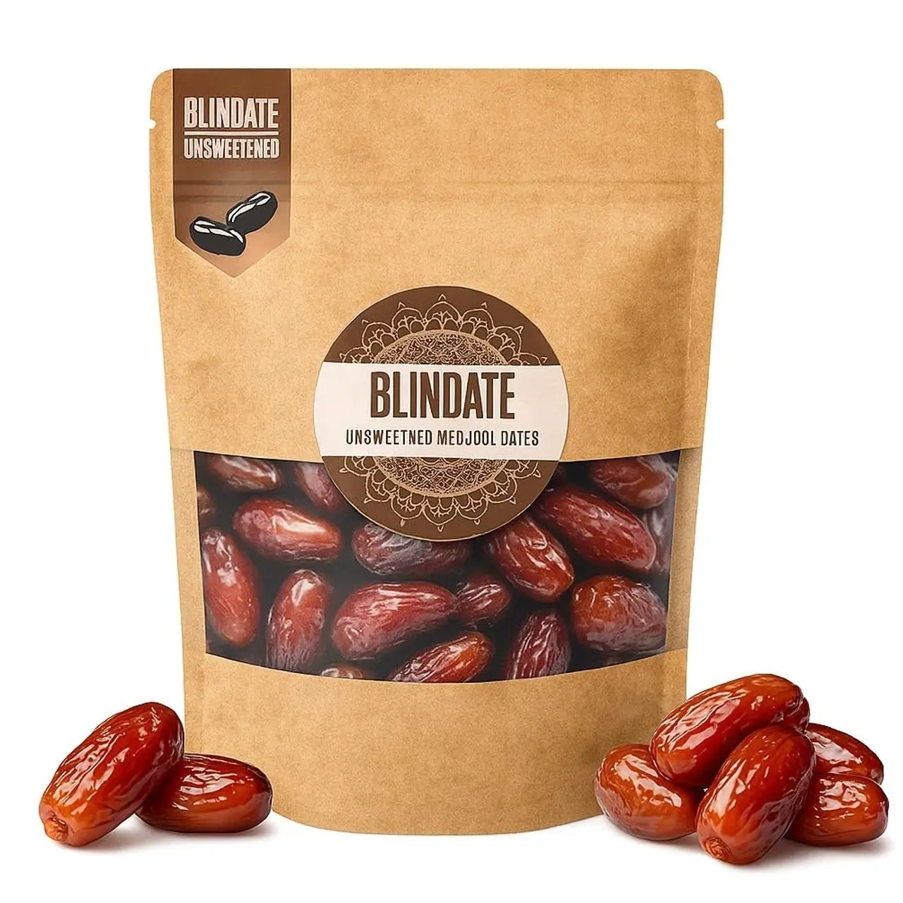 BLINDATE Organic Medjool Dates | Unsweetened, Fresh, Large, Plump & Juicy | Vegan, Non GMO, Kosher, Gluten-Free | Fiber Rich Dried Fruit Snack – 12.3oz Resealable Bag