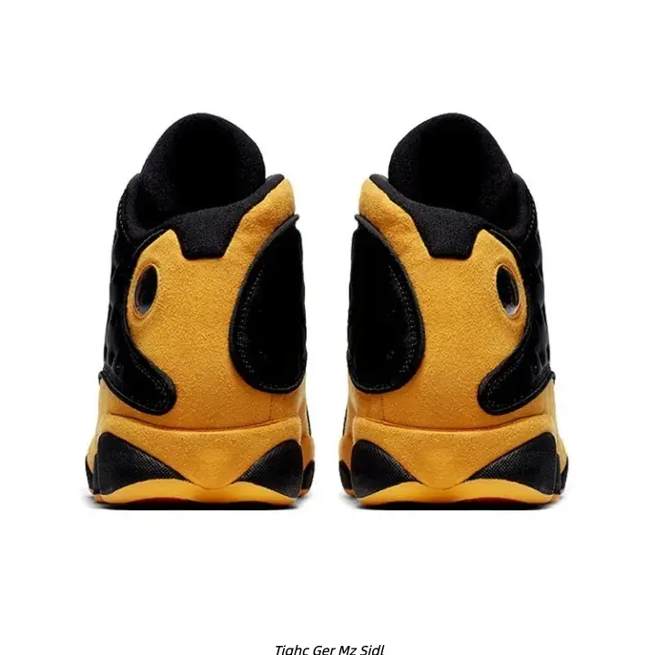 Perforated Black Upper Yellow Suede Mid Basketball Shoes Classic Contrast Color Fashion Footwear