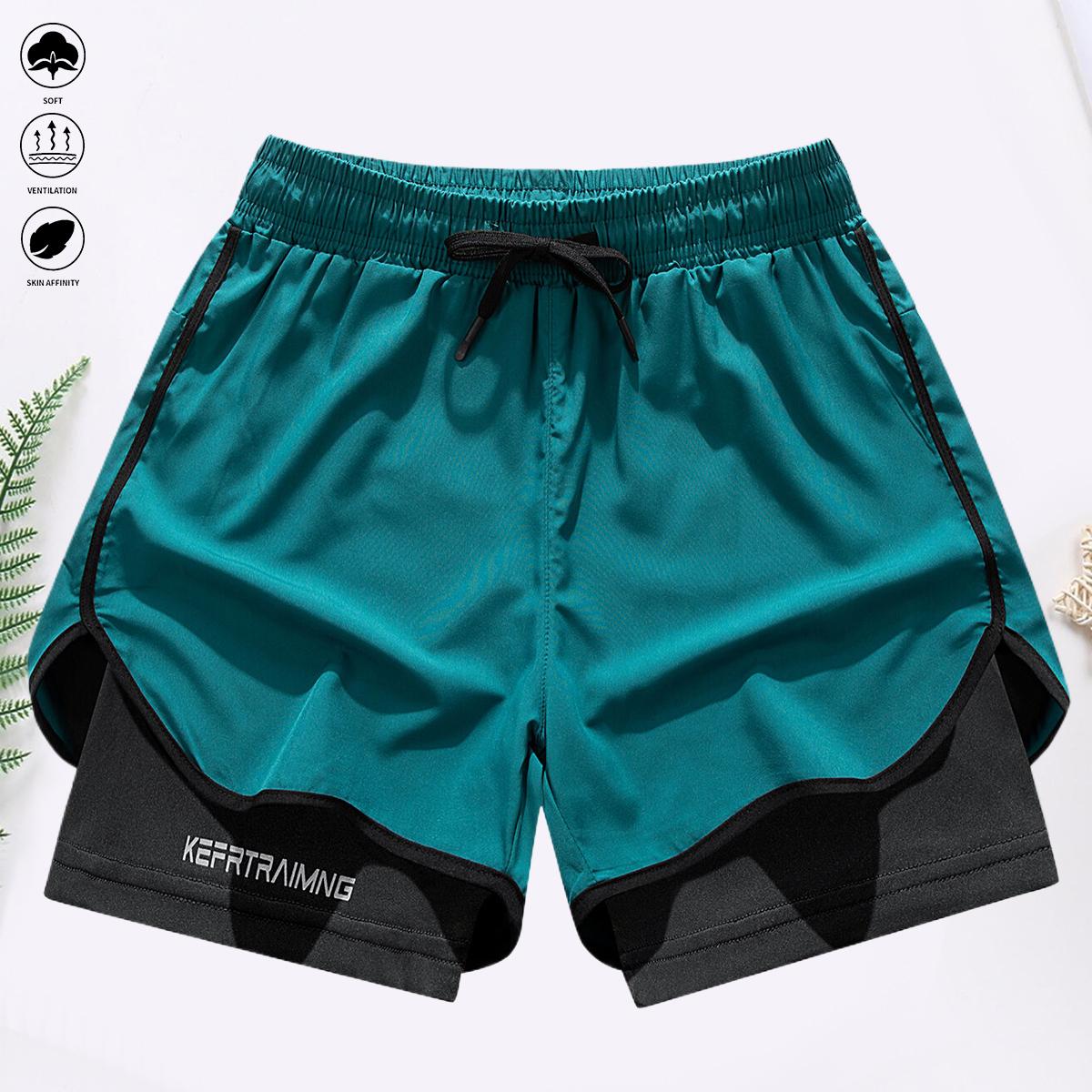 Men’s quick-dry, stretchy summer training shorts with built-in liner—lightweight, breathable running shorts that are versatile for gym workouts and beach trips; a stylish 2‑in‑1 quick‑dry, breathable athletic short for training.