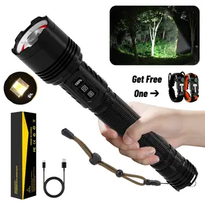 TAZTIR Portable Lighting P70 Pro&Promax Super Bright LED Rechargeable Strong Flashlight,with 11 Versatile Modes, COB Light,IPX7 Waterproof Design, Intelligent Power Digital Display, for Camping, Mountaineering, Fishing, Garden,Road, and Garage Lighting