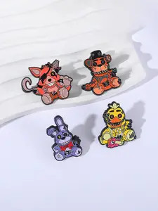 4pcs/set Five Nights at Freddy's 3 Horror Game Enamel Pins Game Characters Bonnie Freddy Chica Foxy Metal Brooches Lapel Backpack Badge Fashion Jewelry Accessories Gifts for Gamer Friends