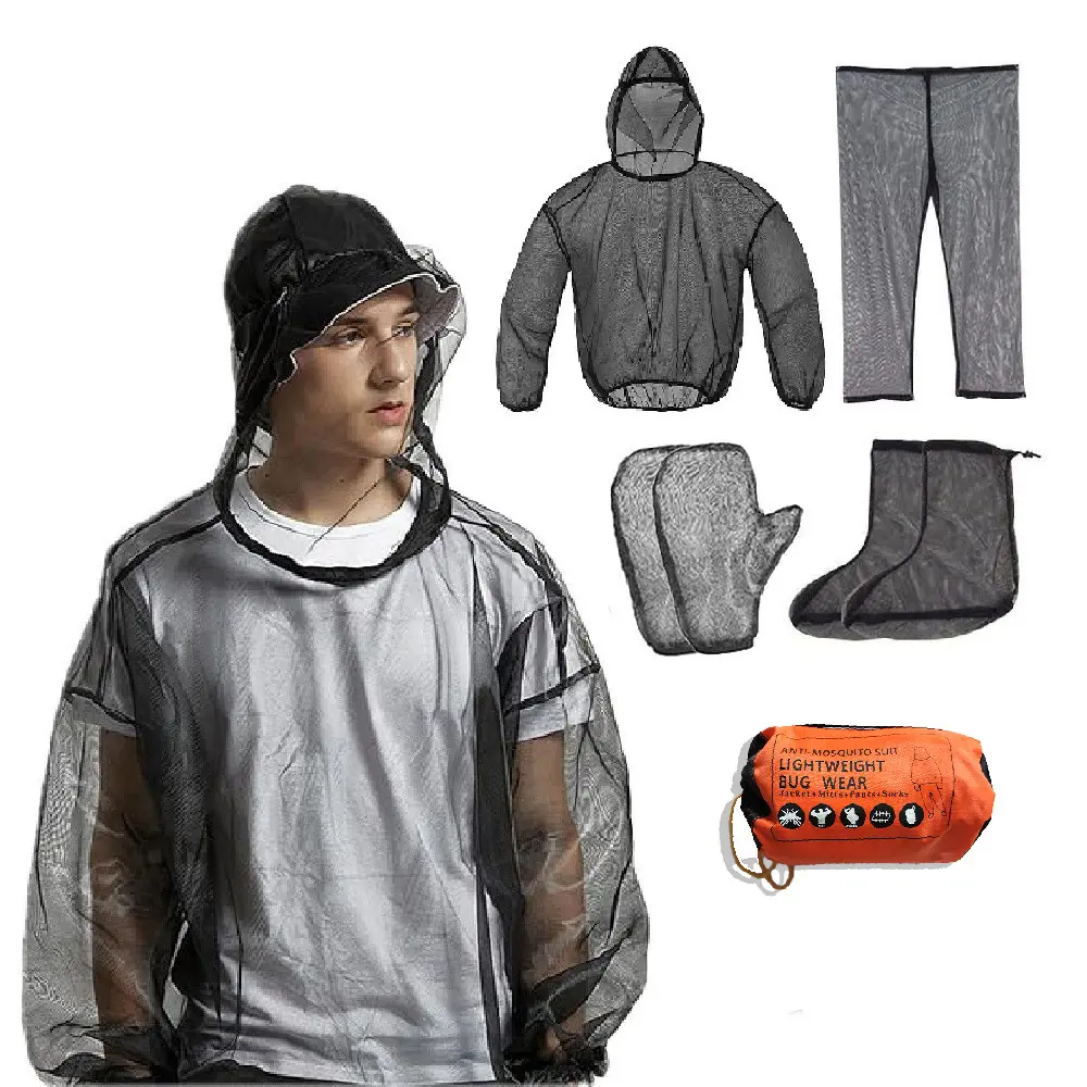 Full Body Mosquito Suit with Hood Bug Net Pants Jacket M Size for Gardening Outdoor Protection from Bugs Flies Gnats No See Ums Midges Unisex Mosquito Clothing