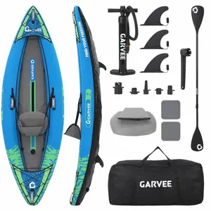 Inflatable Kayak for 1 Person – Heavy-Duty PVC, Adjustable Seat & Backrest, Aluminum Paddle, High-Output Pump – Portable Fishing Kayak for Lake, River & Ocean – Ideal for Outdoor Recreation