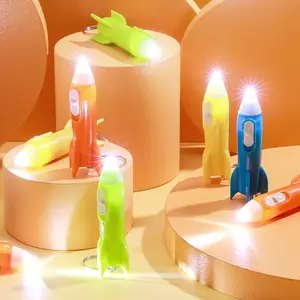 12pcs Mini Rocket LED Flashlight Keychains - Space-Themed Party Favors with Batteries Included, Perfect for Outer Space Birthday & Christmas Gifts, Fun Men, Women, Teens, and Family