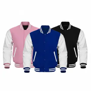 Unisex Varsity Letterman Jacket with Faux Leather Sleeves – Classic Retro College Bomber for Men and Women