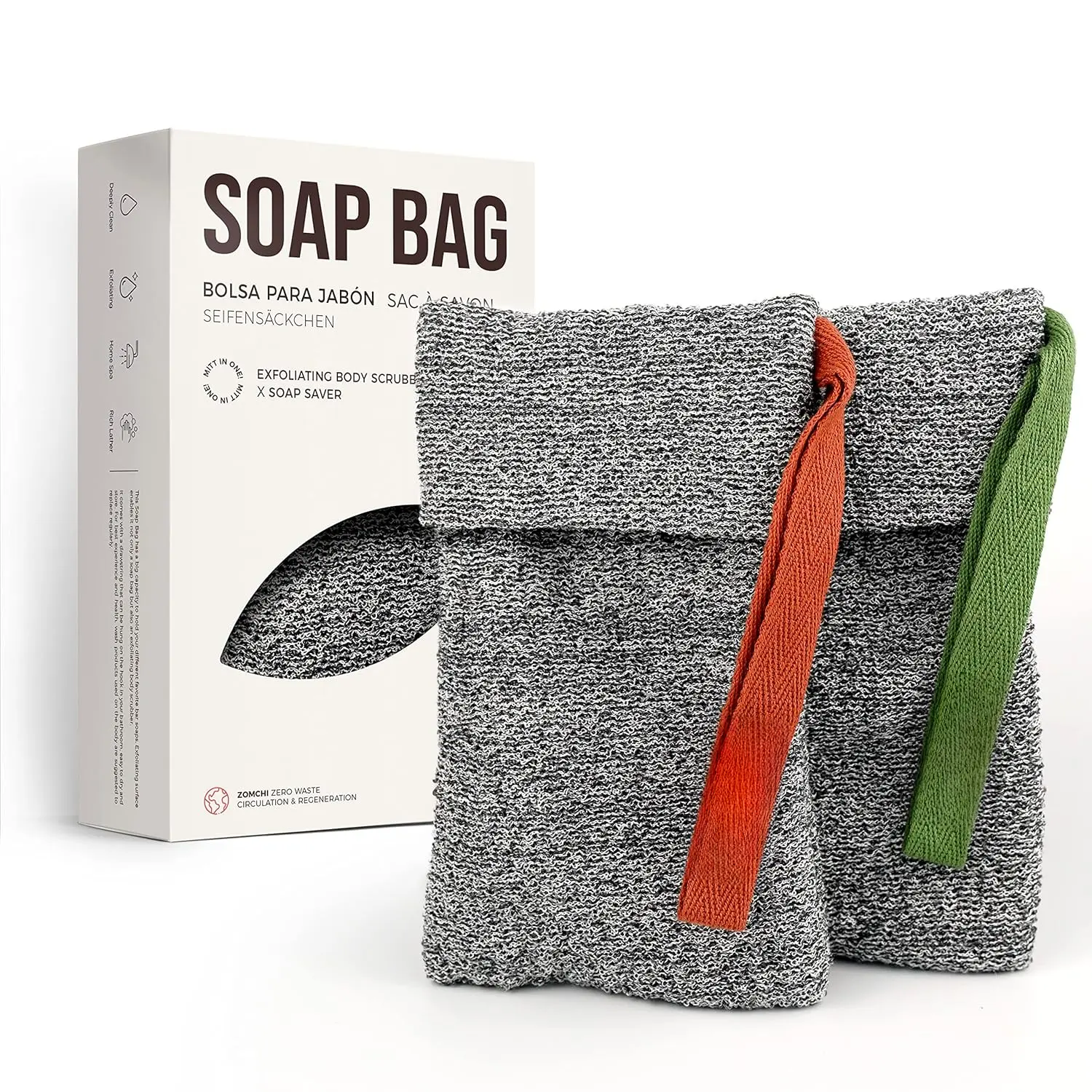 2 count  Soap Bags, Soap Savers for Bar Soap, Soap Bar Pouch for Deep Exfoliation, Foaming Soap Sock for Shower