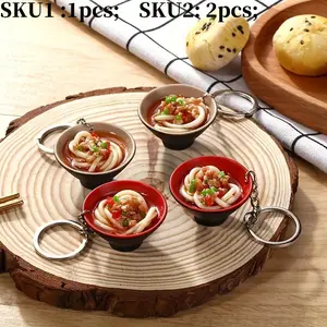 Cute Bowl Noodle Keychain Set, Funny Food Simulation Pendant, Creative Bag Decoration for Couples, Unique Gift Idea, Fun and Quirky Accessory