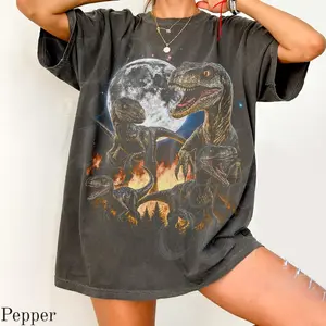 Velociraptor Dinosaur Vintage 90s Style Graphic Shirt, Dinosaur Graphic Comfort Colors Y2k Grunge Tee, Retro Raptor Jurassic Aesthetic