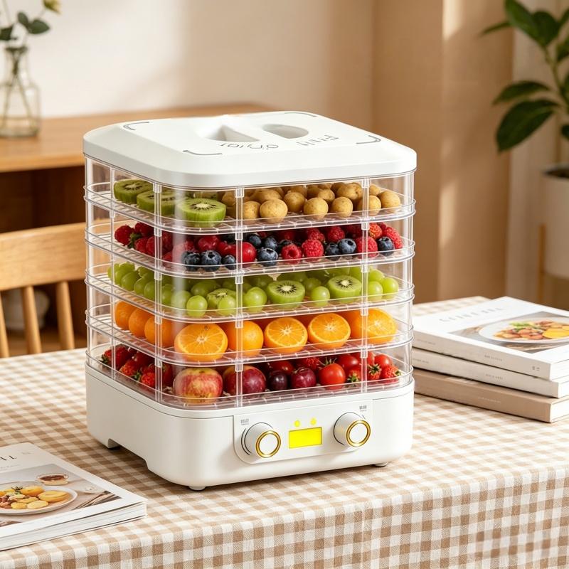 Food dehydrator, compact dehydrator for remixing food and dry, fruit, and vegetable, electric dehydrator with temperature control, 5 trays free of bisphenol A