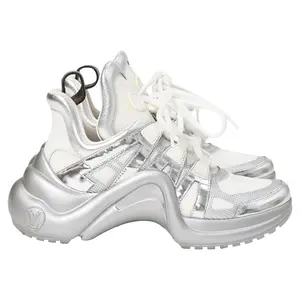 Pre-owned Louis Vuitton Louis Vuitton Archlight Chunky Sneakers in Silver Leather and Polyester by Rebag