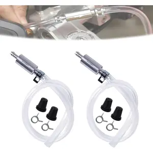 2 PCS Universal Brake Fluid Deflerator, Brake Bleed Hose, Brake System Bleeding Tools, Auto Motorcycle Clutch One-Way Check Valve Tube Deflation Tool Kit Hose with Metal Clamp